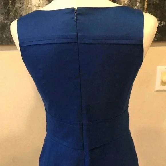 Ann Taylor  Cobalt Blue Crew Neck Sleeveless Shift Dress w/zipper accents-4P - Picture 6 of 9